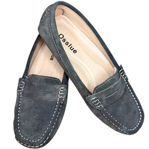 OSSLUE Suede Leather Slip-On Driving Moccasin Penny Loafers Size: 8.5
